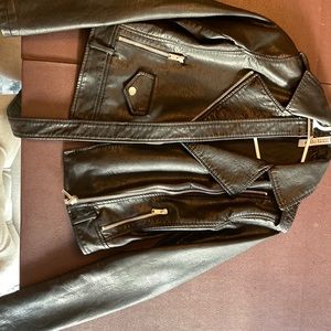 Black faux leather coat